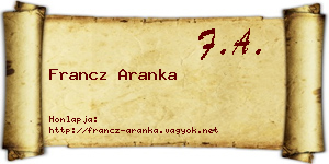 Francz Aranka névjegykártya