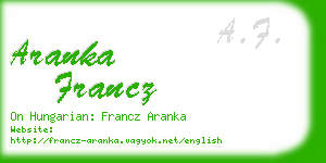 aranka francz business card